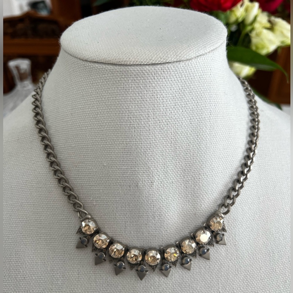 SORRELLI necklace with Swarovski crystals in antique silver Cuban link